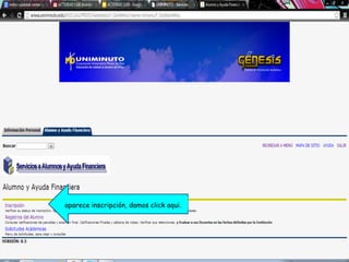 aparece inscripción, damos click aqui.
 