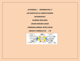 ACTIVIDAD 1 INFORMATICA 1° 
LAS PARTES DE LA COMPUTADORA 
INTEGRANTES: 
EUGENIA RIOS DZUL 
ANAHI SANCHES LOEZA 
VIRIDIANA ABIGIAL REYES UICAB 
ARACELY CARRILLO UC. 1°K 
 