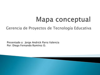 Gerencia de Proyectos de Tecnología Educativa
Presentado a: Jorge Andrick Parra Valencia
Por: Diego Fernando Ramírez O.
 