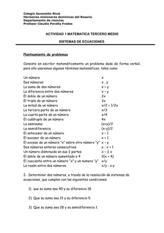 Actividad 1 matematica tercero medio