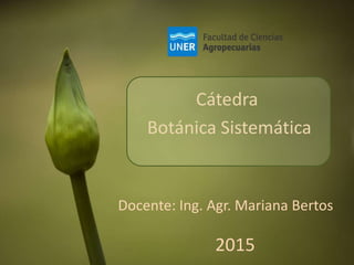 Cátedra
Botánica Sistemática
Docente: Ing. Agr. Mariana Bertos
2015
 