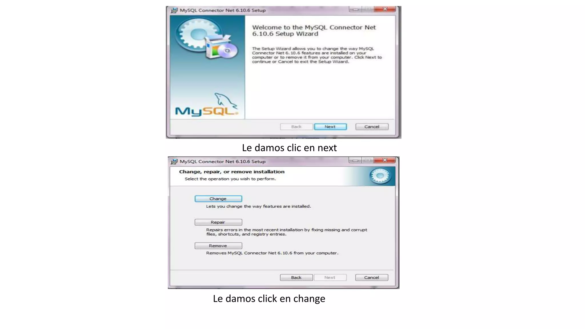 Le damos clic en next
Le damos click en change
 