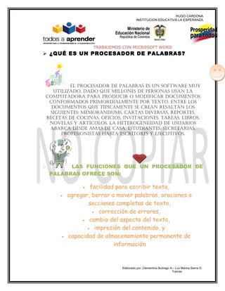 HUGO CARDONA
                                        INSTITUCION EDUCATIVA LA ESPERANZA




                    TRABAJEMOS...