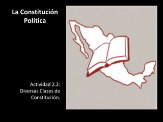 La Constitución
Política
Actividad 2.2:
Diversas Clases de
Constitución.
 