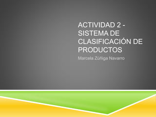 ACTIVIDAD 2 -
SISTEMA DE
CLASIFICACIÓN DE
PRODUCTOS
Marcela Zúñiga Navarro
 