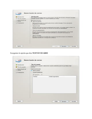 Escogemos la opción que dice NUEVO USUARIO 
 