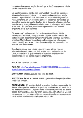 como era de esperar, según declaró, ya le llegó su esperada oferta
para trabajar en Chile.
La que tampoco se perdió esa op...