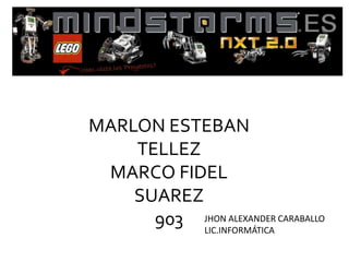 MARLON ESTEBAN
TELLEZ
MARCO FIDEL
SUAREZ
903 JHON ALEXANDER CARABALLO
LIC.INFORMÁTICA
 