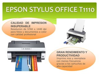 CALIDAD DE IMPRESIÓN
INSUPERABLE
Resolución de 5760 x 1440 dpi
para fotos y documentos a color
con calidad profesional
GRAN RENDIMIENTO Y
PRODUCTIVIDAD
Imprime más y reemplaza
con menos frecuencia
gracias a los cartuchos de
alta capacidad
 