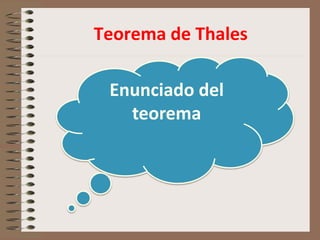 Enunciado del
teorema
Teorema de Thales
 
