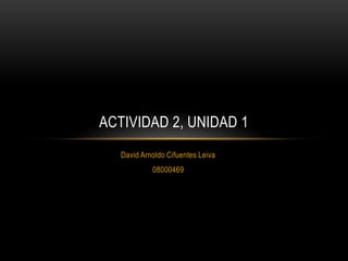 ACTIVIDAD 2, UNIDAD 1
   David Arnoldo Cifuentes Leiva
            08000469
 