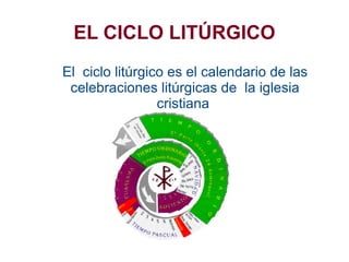 EL CICLO LITÚRGICO El  ciclo litúrgico es el calendario de las celebraciones litúrgicas de  la iglesia cristiana  
