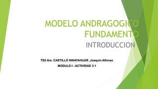 MODELO ANDRAGOGICO
FUNDAMENTO
INTRODUCCION
TS2 Ars. CASTILLO NINAYAHUAR ,Joaquin Alfonso
MODULO I - ACTIVIDAD 3.1
 