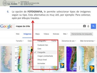 6. La opción de FOTOGRAFIA, le permite seleccionar tipos de imágenes
según su tipo. Esta alternativa es muy útil, por ejemplo: Para colorear,
opte por dibujos lineales.
 