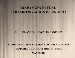 MAPA CONCEPTUAL
PARAMETRIZACION DE UN MCIA
MIGUEL ANGEL GONZALEZ SANCHEZ
FUNDACION UNIVERSITARIA LOS LIBERTADORES
MOTORES DE COMBUSTION INTERNA
MAYO 2014
 