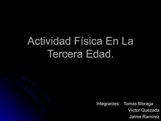 Actividad Física En La Tercera Edad. Integrantes:  Tomas Moraga  Víctor Quezada Jaime Ramírez 