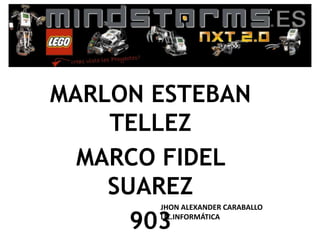 MARLON ESTEBAN
TELLEZ
MARCO FIDEL
SUAREZ
903
JHON ALEXANDER CARABALLO
LIC.INFORMÁTICA
 