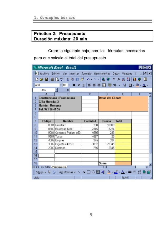 formato para presupuesto en excel