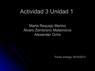 Actividad 3 Unidad 1
Marta Requejo Merino
Álvaro Zambrano Matamoros
Alexander Ochs

Fecha entrega 18/10/2013

 