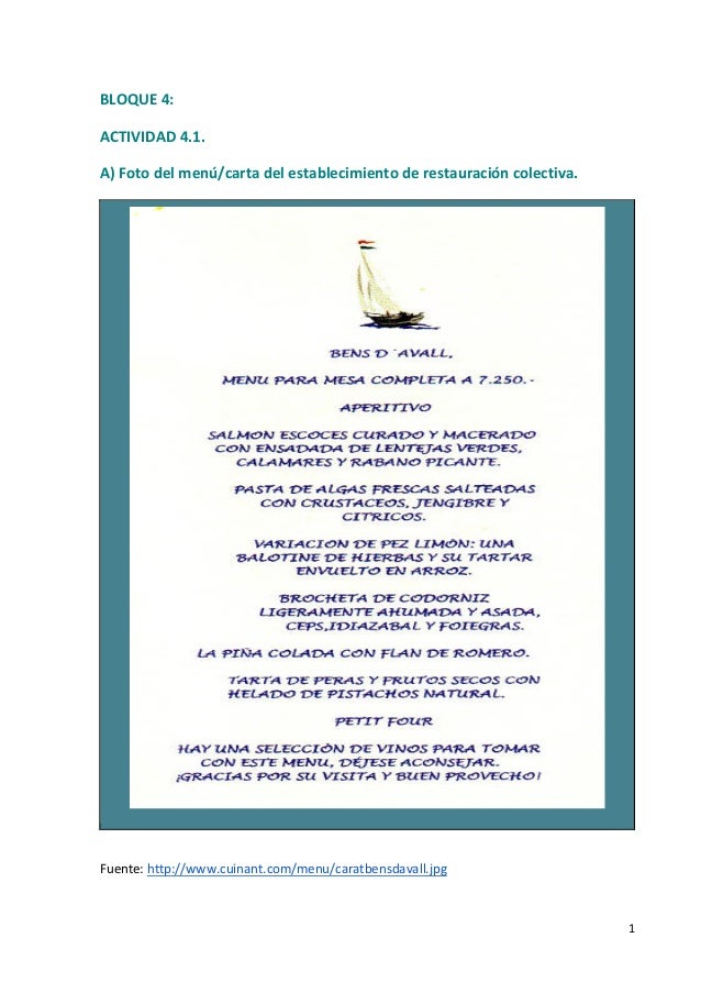 MENÚ CON INDICADORES DE ALÉRGENOS
