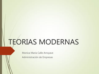 TEORIAS MODERNAS
Monica Maria Calle Arroyave
Administración de Empresas
 