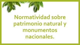 Normatividad sobre
patrimonio natural y
monumentos
nacionales.
 