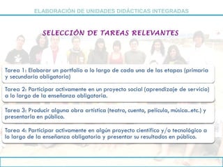 ELABORACIÓN DE UNIDADES DIDÁCTICAS INTEGRADAS


  SELECCIÓN DE TAREAS RELEVANTES
 