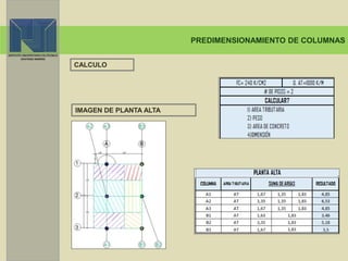 PREDIMENSIONAMIENTO DE COLUMNAS
CALCULO
IMAGEN DE PLANTA ALTA
 