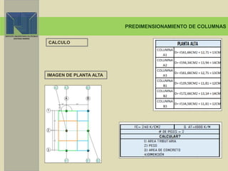 PREDIMENSIONAMIENTO DE COLUMNAS
CALCULO
IMAGEN DE PLANTA ALTA
 