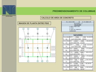 PREDIMENSIONAMIENTO DE COLUMNAS
CALCULO DE AREA DE CONCRETO
IMAGEN DE PLANTA ENTRE PISO
 