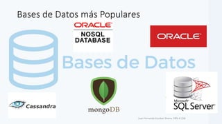 Bases de Datos más Populares
Juan Fernando Escobar Rivera, CBTa # 158.
 