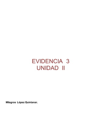 Milagros López Quintanar.
EVIDENCIA 3
UNIDAD II
 