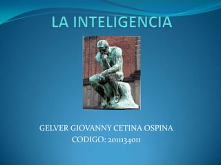LA INTELIGENCIA GELVER GIOVANNY CETINA OSPINA CODIGO: 2011134011 