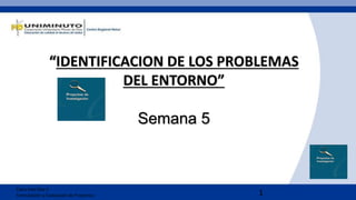 1
“IDENTIFICACION DE LOS PROBLEMAS
DEL ENTORNO”
Semana 5
Clara Inés Díaz C
Formulación y Evaluación de Proyectos
 