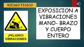 RIESGO FISICO
EXPOSICION A
VIBRACIONES
MANO- BRAZO
Y CUERPO
ENTERO
 
