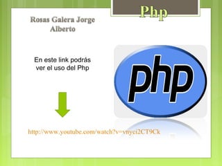 En este link podrás 
 ver el uso del Php




http://www.youtube.com/watch?v=vnyci2CT9Ck
 