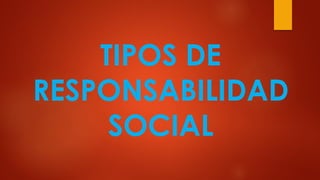 TIPOS DE
RESPONSABILIDAD
SOCIAL
 