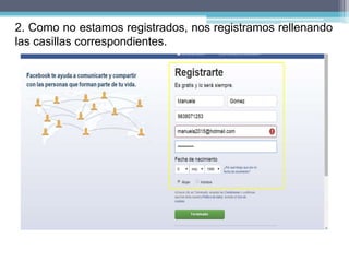 2. Como no estamos registrados, nos registramos rellenando
las casillas correspondientes.
 