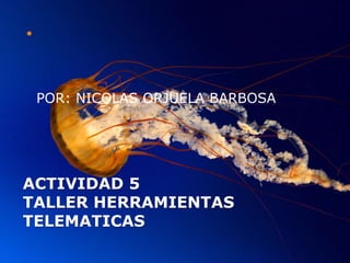 




    POR: NICOLAS ORJUELA BARBOSA




ACTIVIDAD 5
TALLER HERRAMIENTAS
TELEMATICAS
 