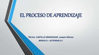 EL PROCESO DE APRENDIZAJE
TS2 Ars. CASTILLO NINAYAHUAR ,Joaquin Alfonso
MODULO I - ACTIVIDAD 6.1
 