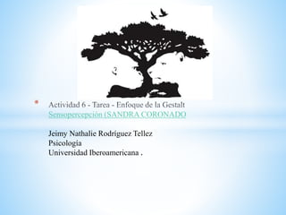 *
Sensopercepción (SANDRA CORONADO
Jeimy Nathalie Rodríguez Tellez
Psicología
Universidad Iberoamericana .
 