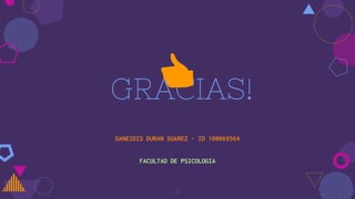 GRACIAS!
DANEIDIS DURAN SUAREZ - ID 100069564
FACULTAD DE PSICOLOGIA
👍
11
 