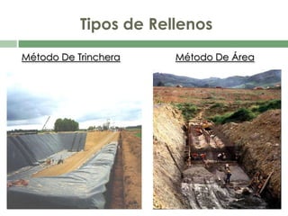 Tipos de Rellenos
Método De Trinchera Método De Área
 