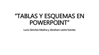 “TABLAS Y ESQUEMAS EN
POWERPOINT”
Lucio Sánchez Medina y Abraham castro fuentes
 