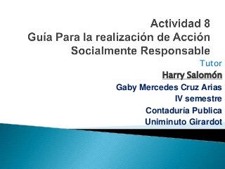 Tutor
Harry Salomón
Gaby Mercedes Cruz Arias
IV semestre
Contaduría Publica
Uniminuto Girardot
 