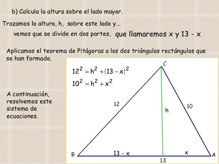 Calculo de la altura de un triangulo