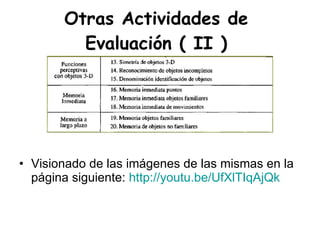 Otras Actividades de  Evaluación ( II )  Visionado de las imágenes de las mismas en la página siguiente:  http:// youtu.be / UfXlTIqAjQk 