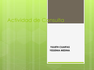 Actividad de Consulta  YULIETH CUARTAS YESSENIA MEDINA 