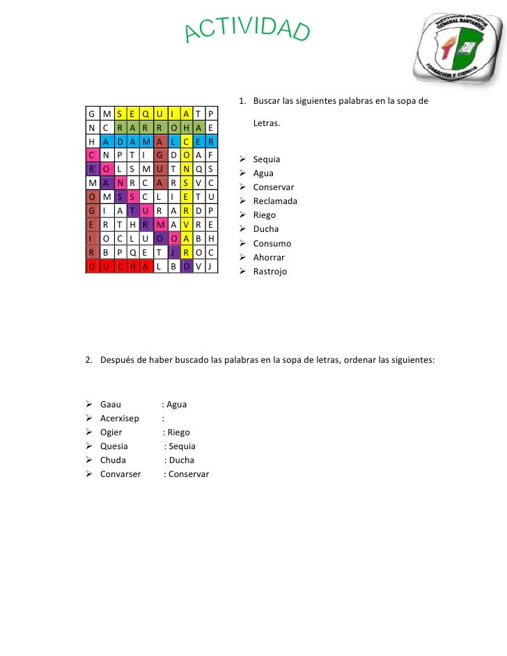 Actividad De La Sopa De Letras
