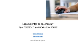 marcelo@us.es
paulino@us.es
Universidad de Sevilla
Los ambientes de enseñanza y
aprendizaje en los nuevos escenarios
 